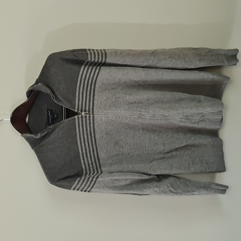 Gray men's Banana Republic zip-up sweater